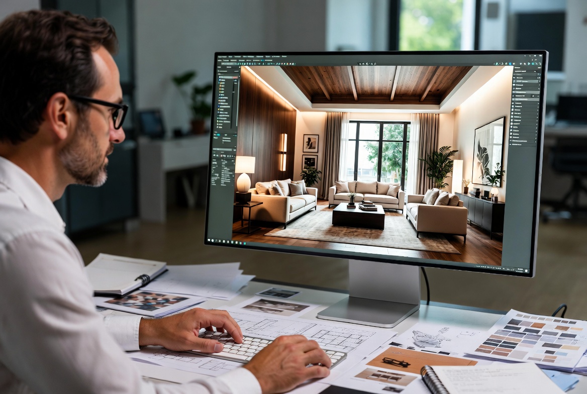 3D Rendering for Interior Designers showing a realistic interior design concept before execution.